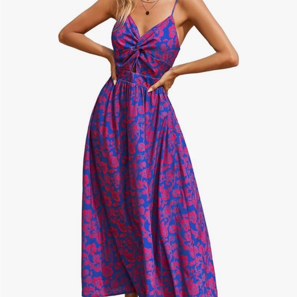 Cupshe Floral Pink and Blue dress - Picture 3 of 4